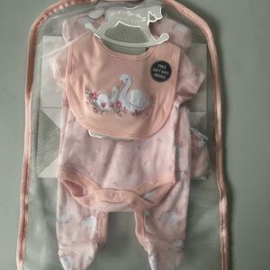 Pink Baby Outfit with Bib